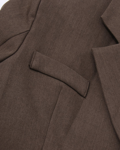 Brown Contrast Lapel Blazer