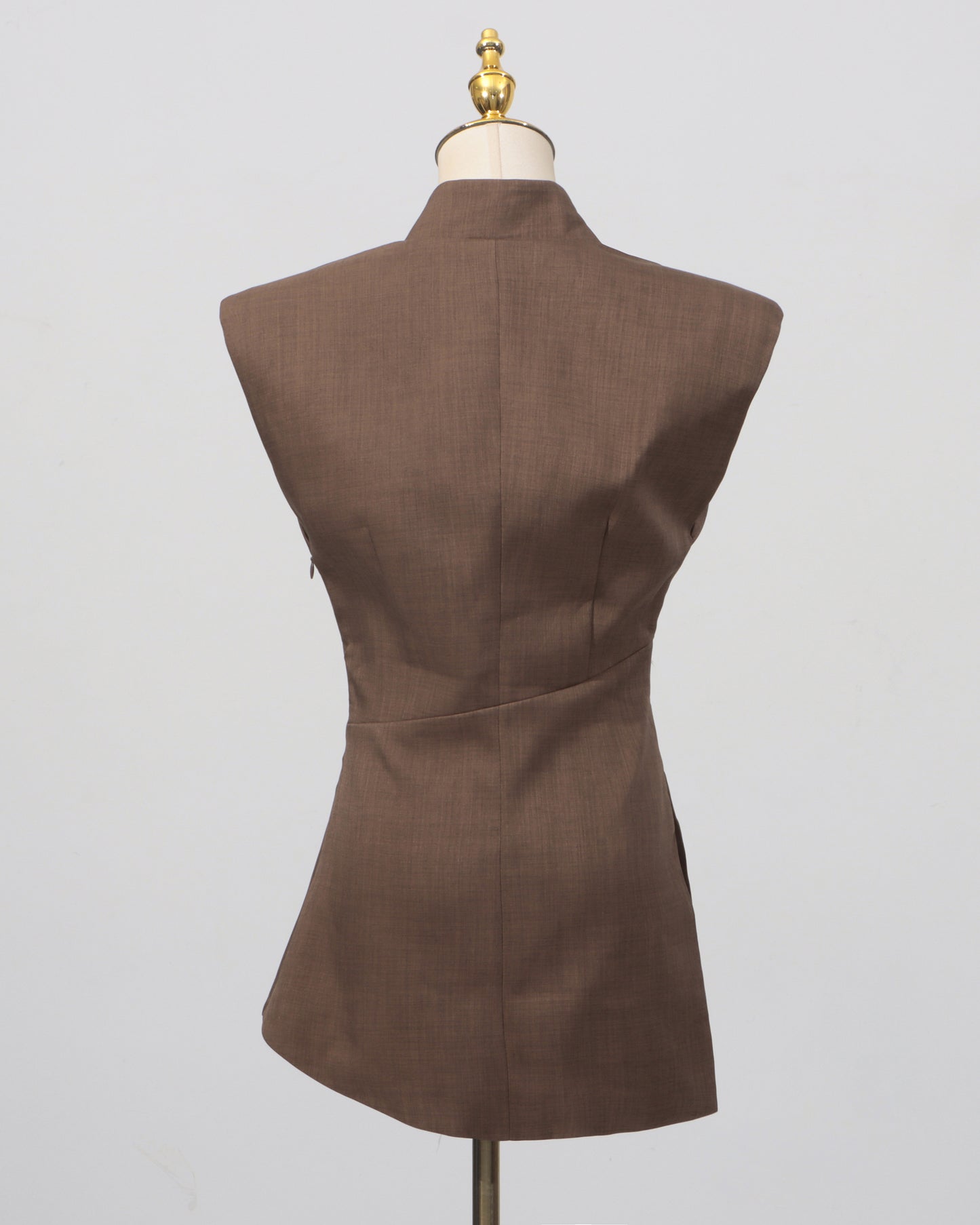 Brown Contrast Sleeveless Fitted Vest