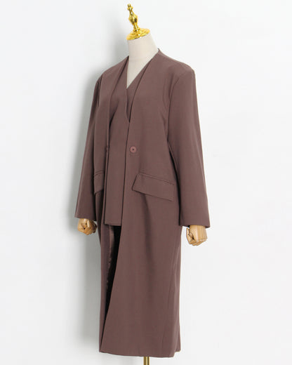 Brown Double-Breasted Longline Coat