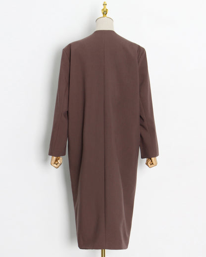 Brown Double-Breasted Longline Coat