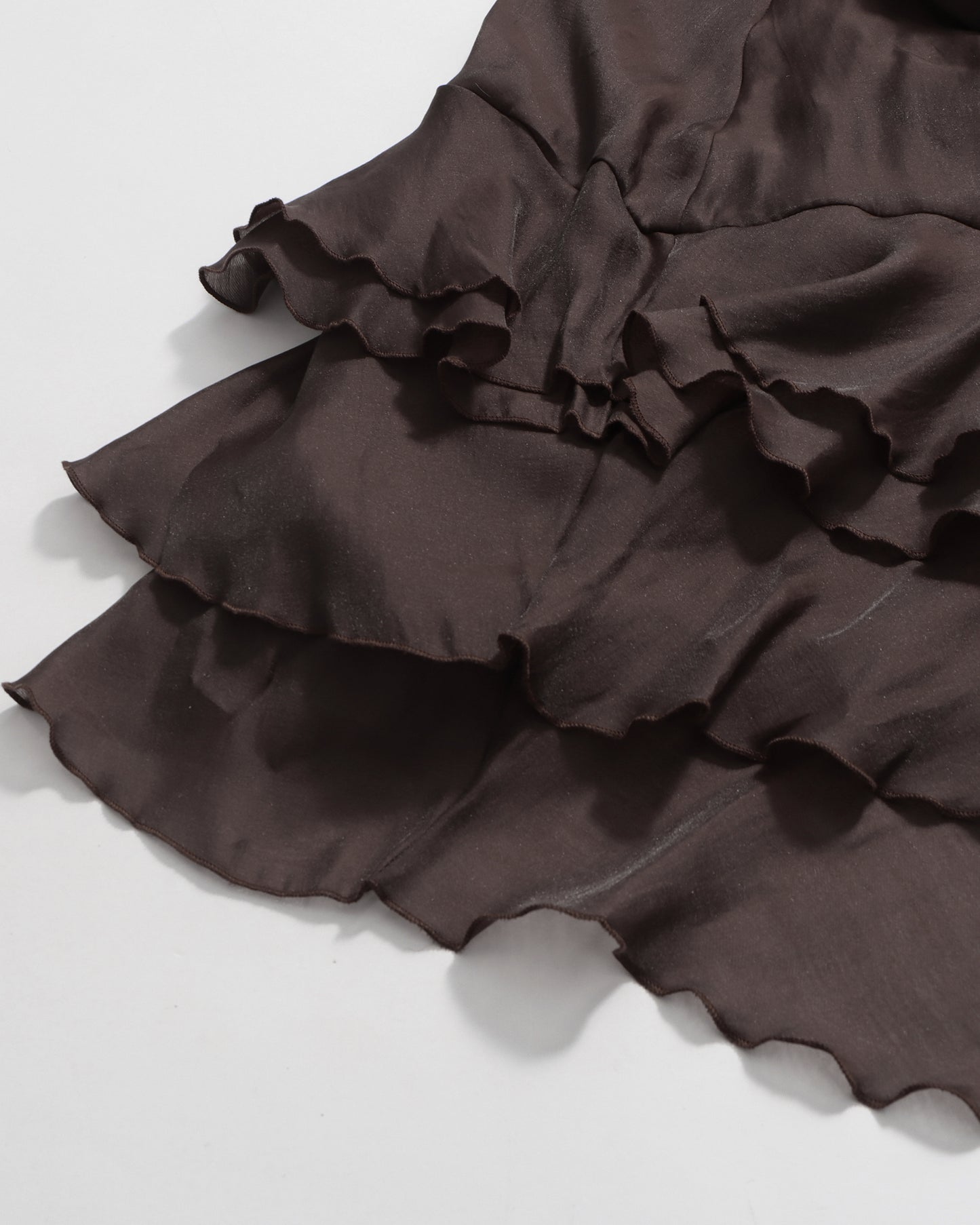 Brown Ruffled Maxi Dress with Bow Belt