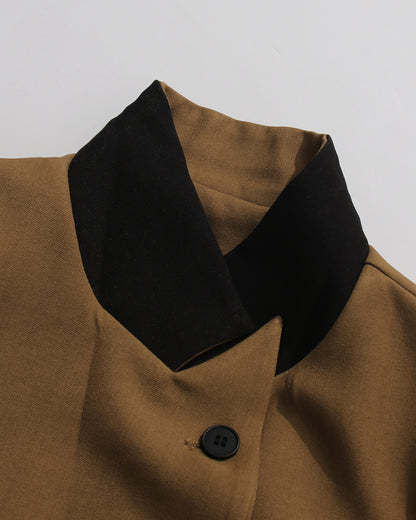Brown Side Lace-Up Fitted Blazer