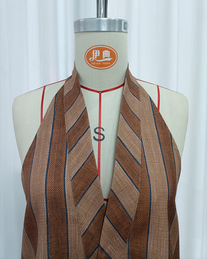 Brown Stripe Halter Top Wide Leg Pants Set