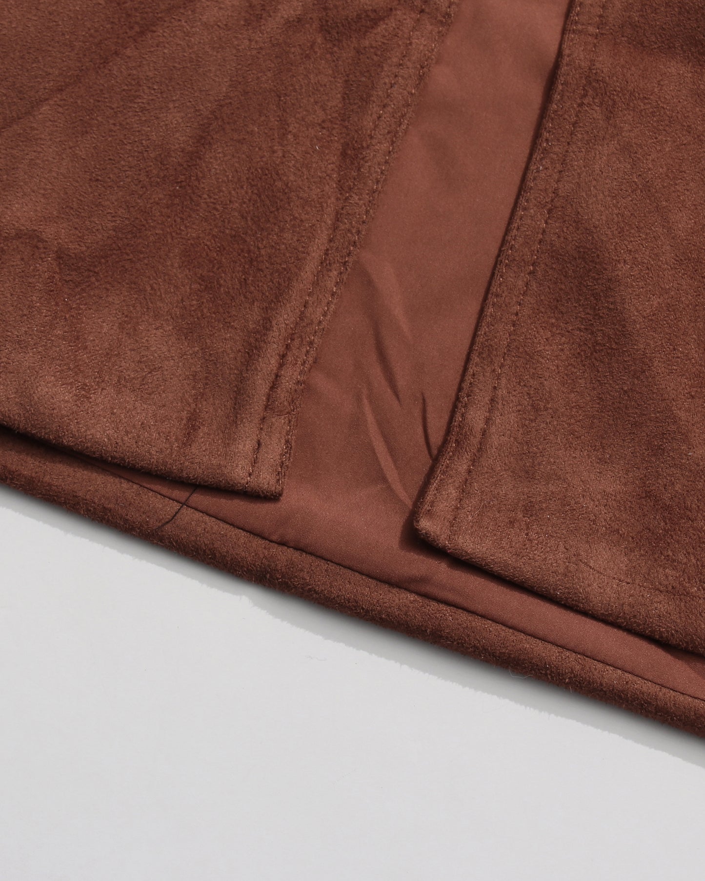 Brown Suede Double Belt Midi Skirt