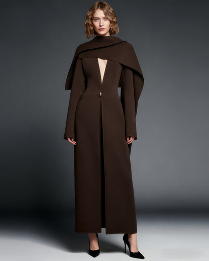 Brown Cape - Style Avant - Garde Long Jacket