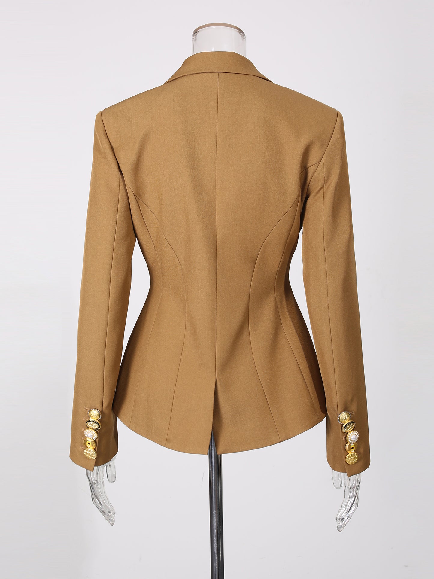 Brownyellow Tailored Blazer with Gold Button Detailing
