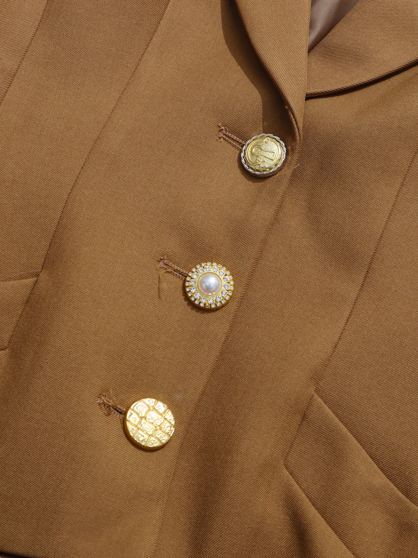Brownyellow Tailored Blazer with Gold Button Detailing