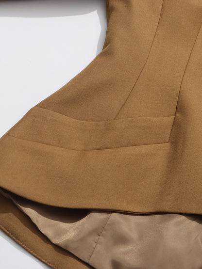 Brownyellow Tailored Blazer with Gold Button Detailing