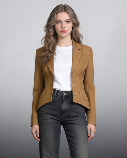 Brownyellow Tailored Blazer with Gold Button