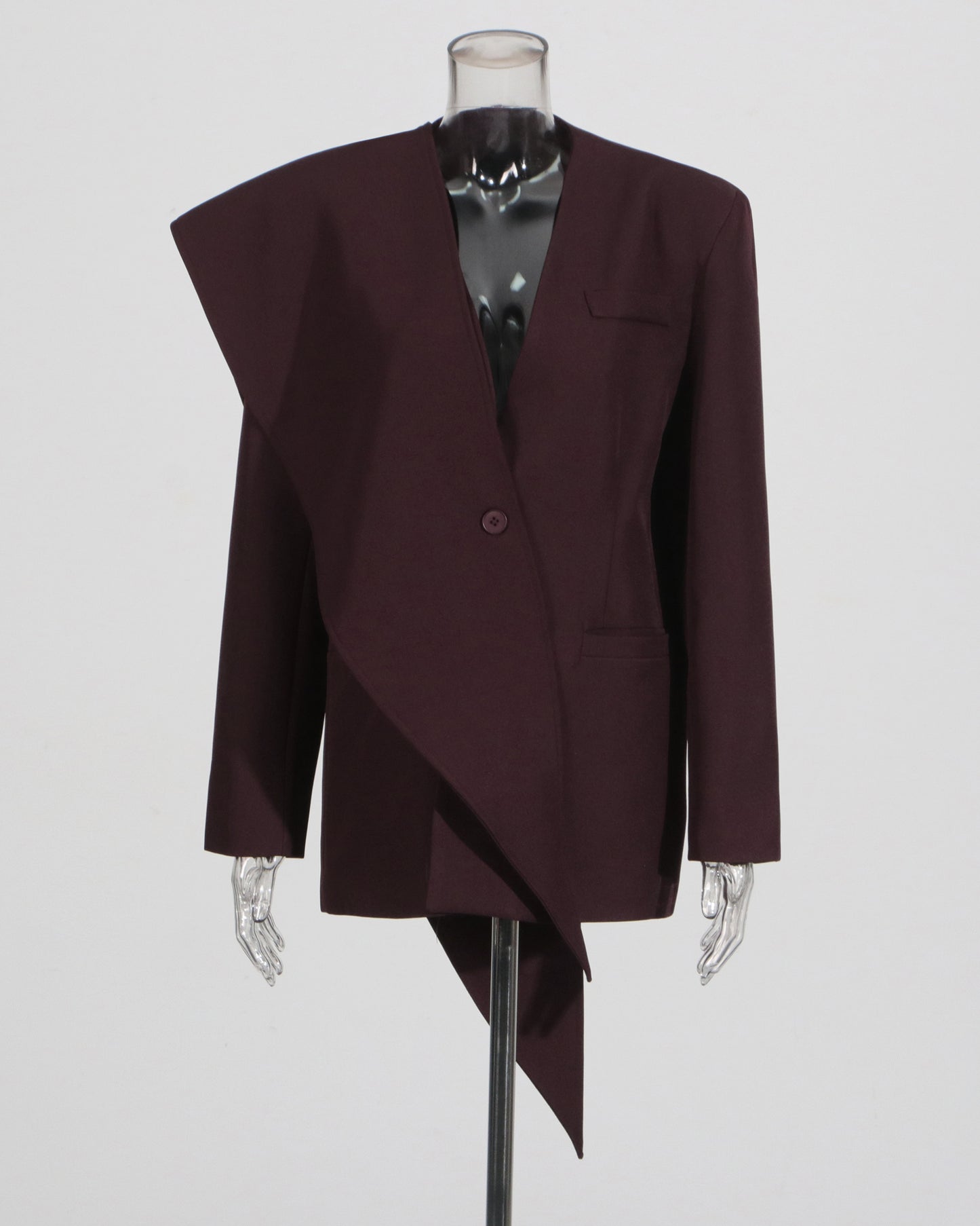 Burgundy Asymmetric Oversized Blazer