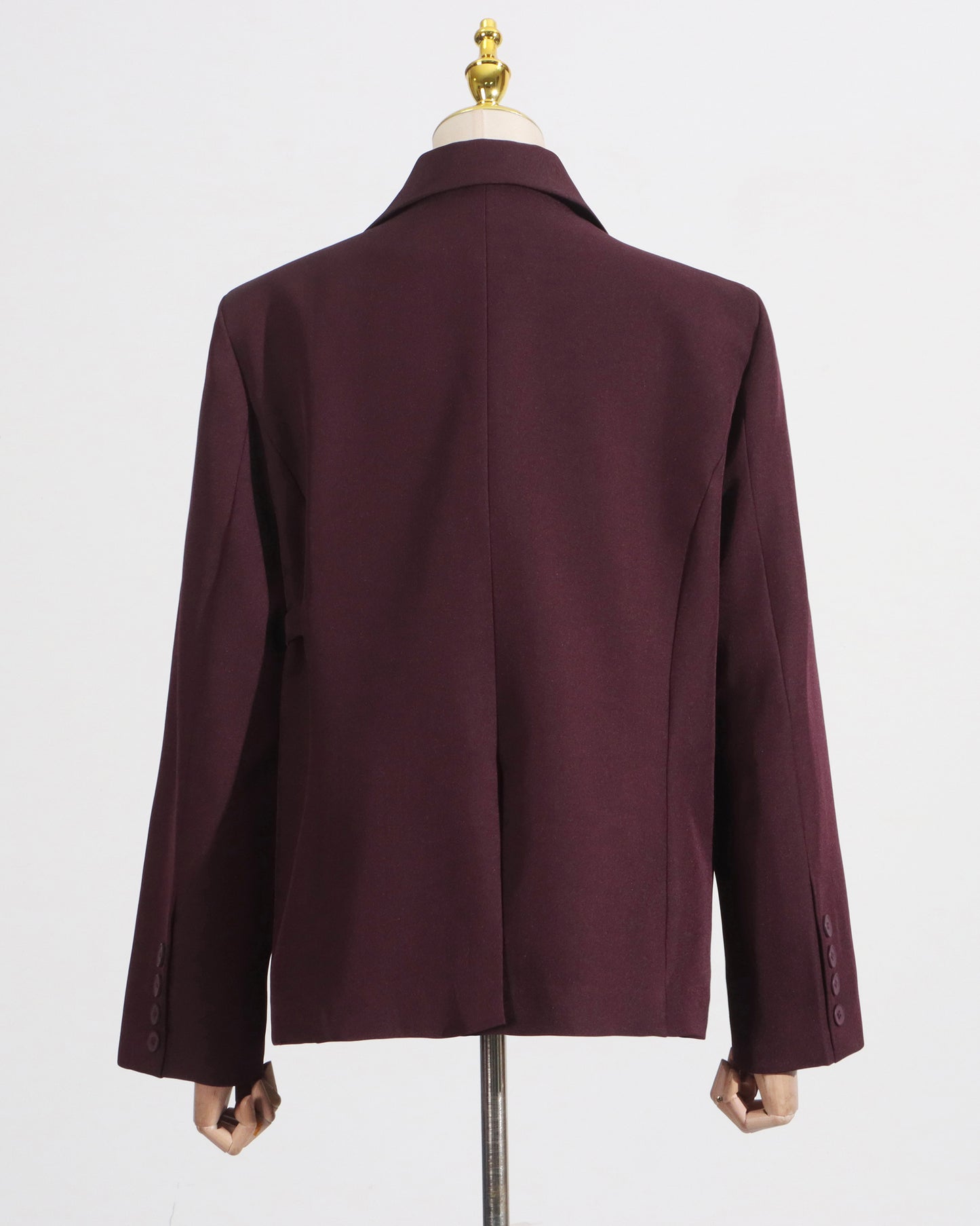 Burgundy Buckle Oversized Blazer