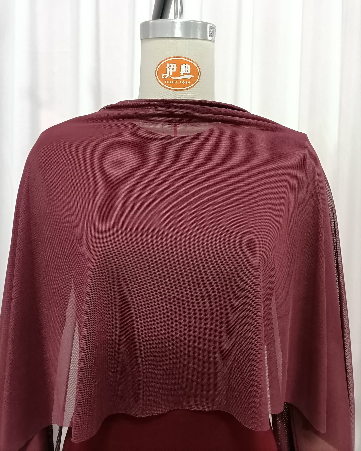 Burgundy Cape Sleeve Draped Maxi Dress