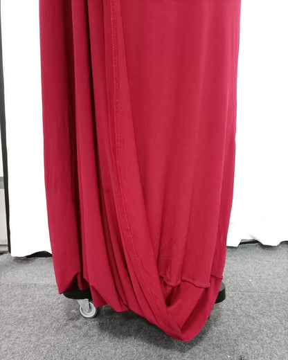 Burgundy Draped One-Shoulder Maxi Dress