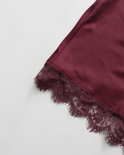Spliced Lace Blazer Asymmetric Lace Trim Skirt Set