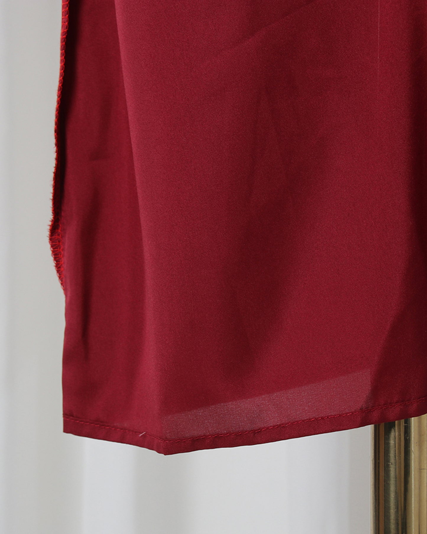Burgundy Strapless Ruffle Satin Midi Dress