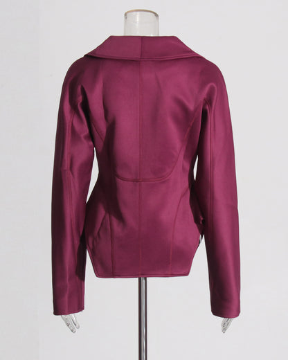 Burgundy Zip-Up Peplum Jacket