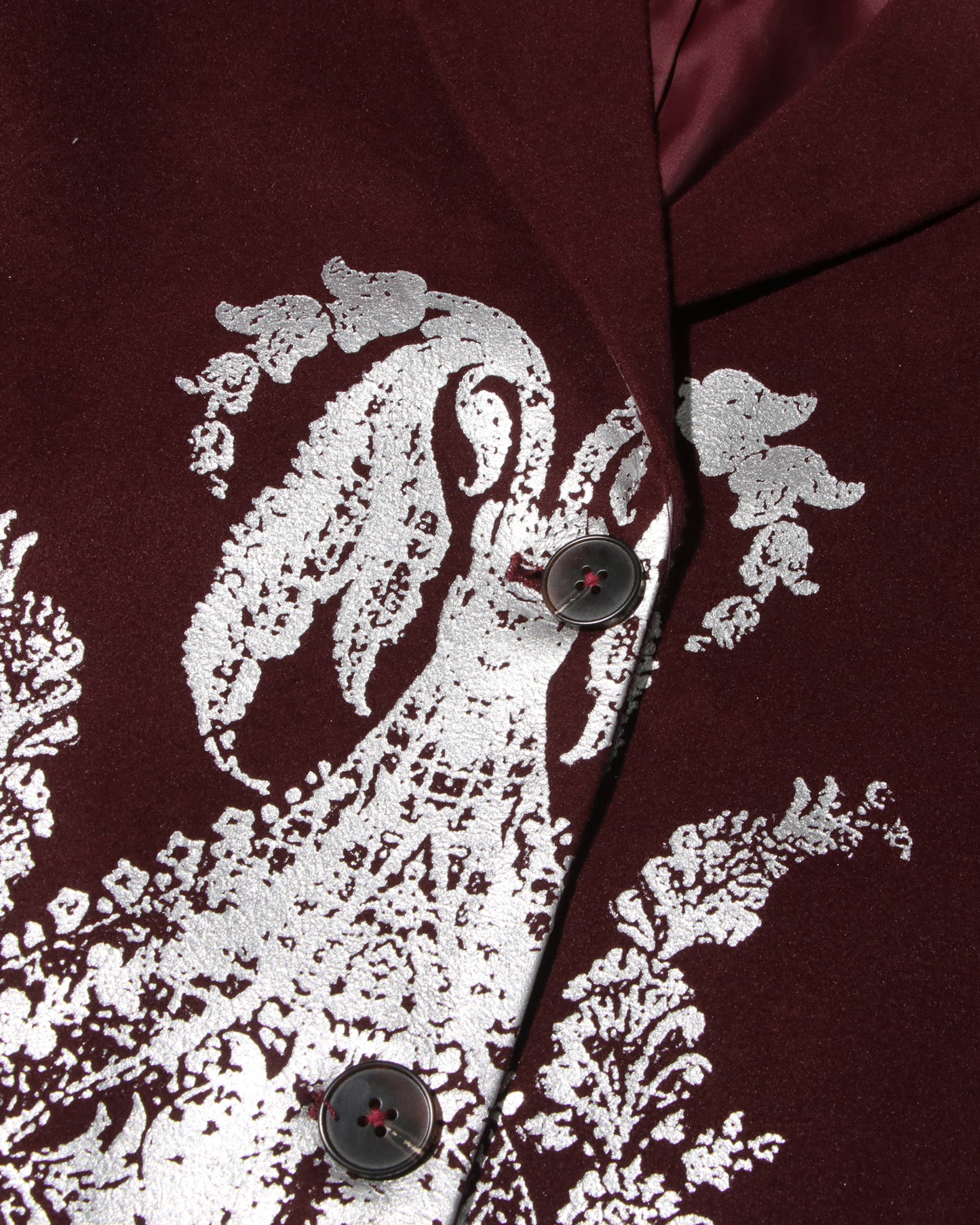 Burgundy & Silver Baroque Print Blazer