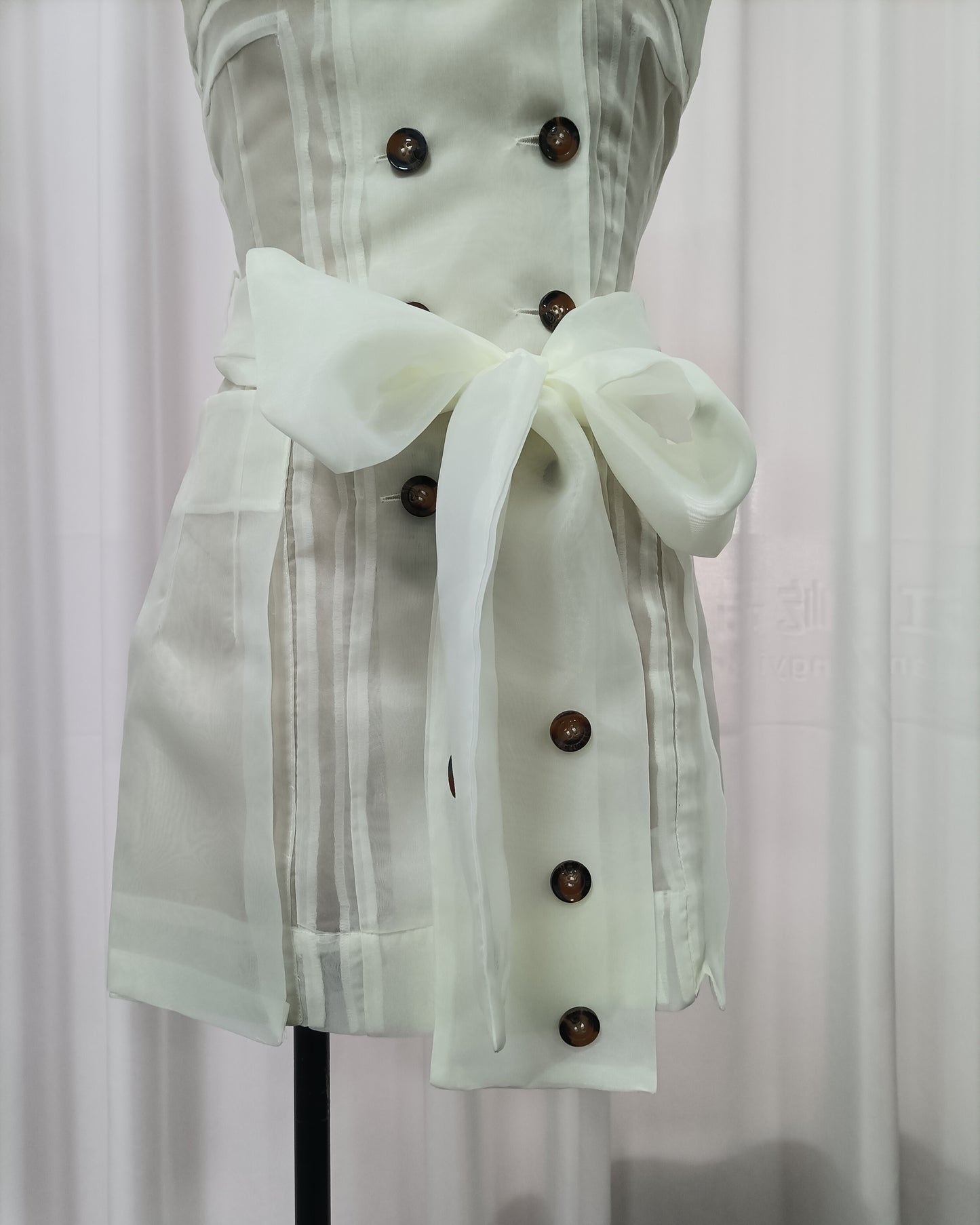 Buttercream Spaghetti Strap Double Breasted Mini Dress