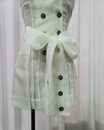 Buttercream Spaghetti Strap Double Breasted Mini Dress