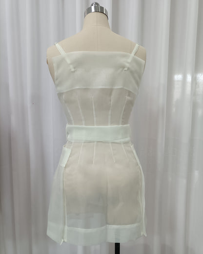 Buttercream Spaghetti Strap Double Breasted Mini Dress