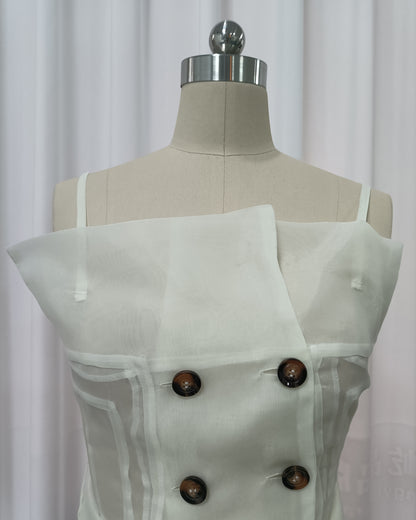 Buttercream Spaghetti Strap Double Breasted Mini Dress