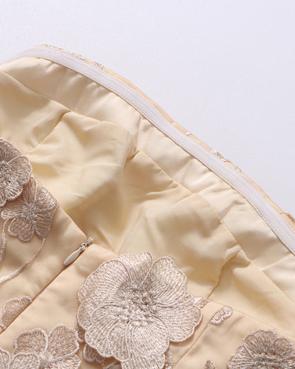 Champagne Lace Bodice & Pleated Skirt Set