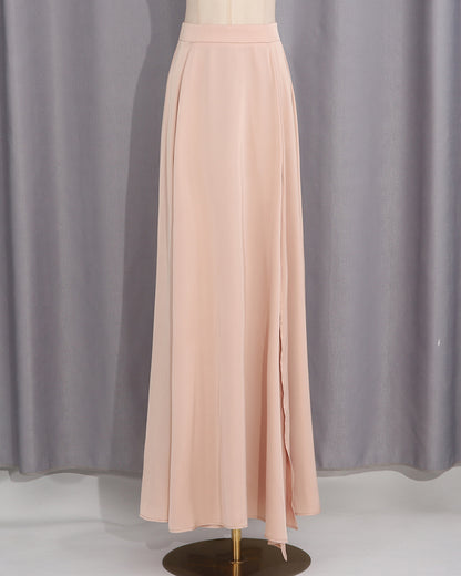Champagne Satin Cape Maxi Dress