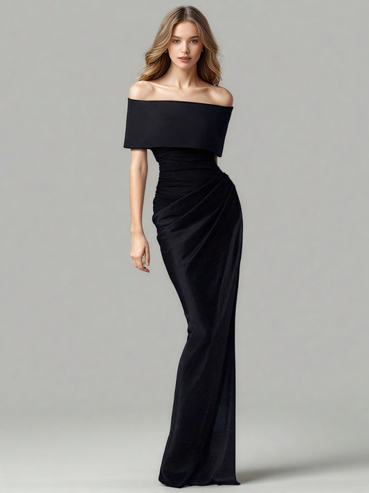 Chic Off Shoulder Solid Long Dress