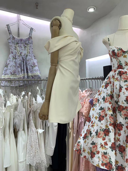 Chic Off Shoulder Solid Short Dress