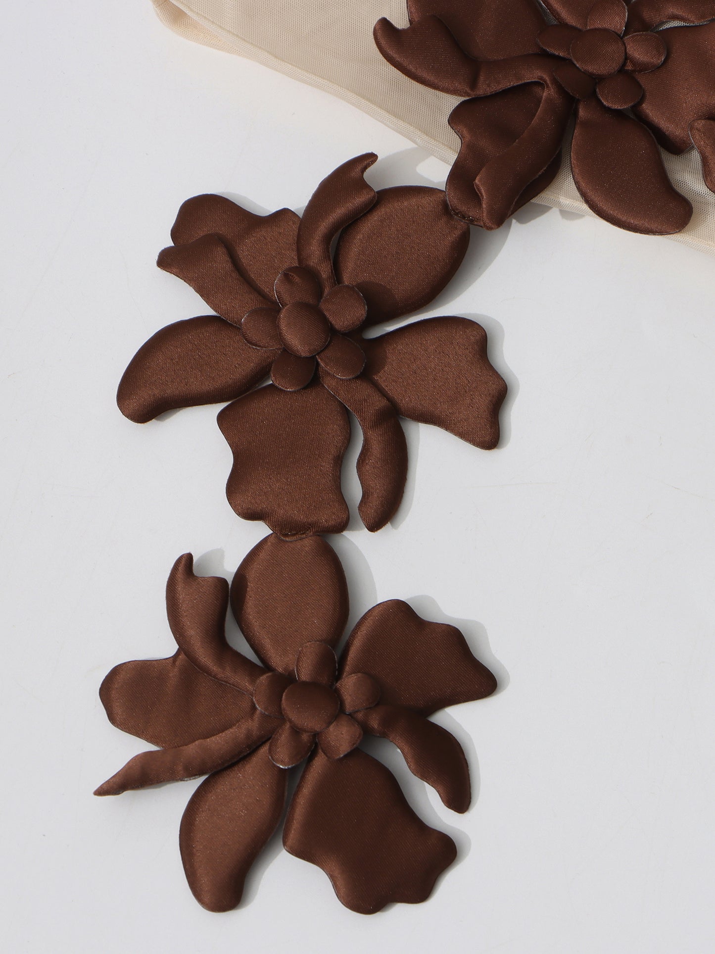 Coffee 3D Floral Appliqué Sleeveless Top