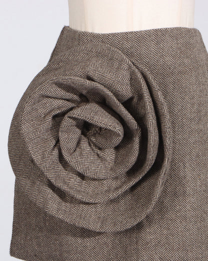 Coffee 3D Rose Mini Skirt