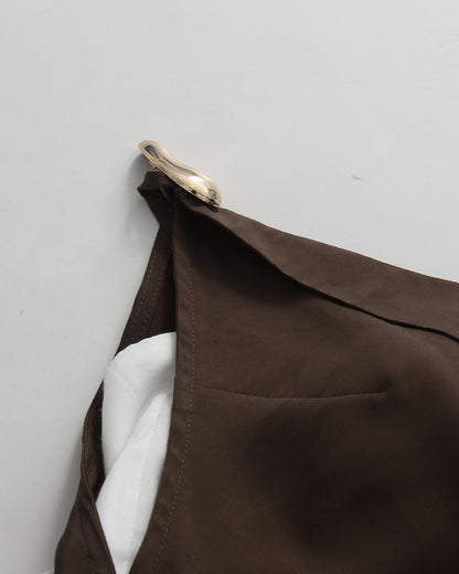 Coffee Asymmetrical One Shoulder Dress
