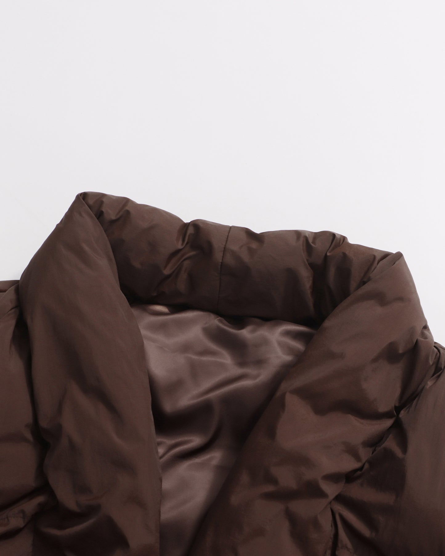 Coffee Belted Cotton-Padded Jacket with Kimono Collar