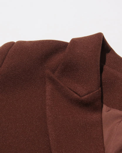 Coffee Brown Double-Breasted Longline Wool Coat