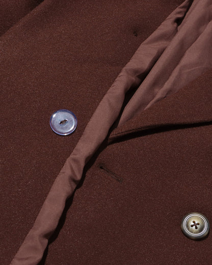 Coffee Brown Double-Breasted Longline Wool Coat