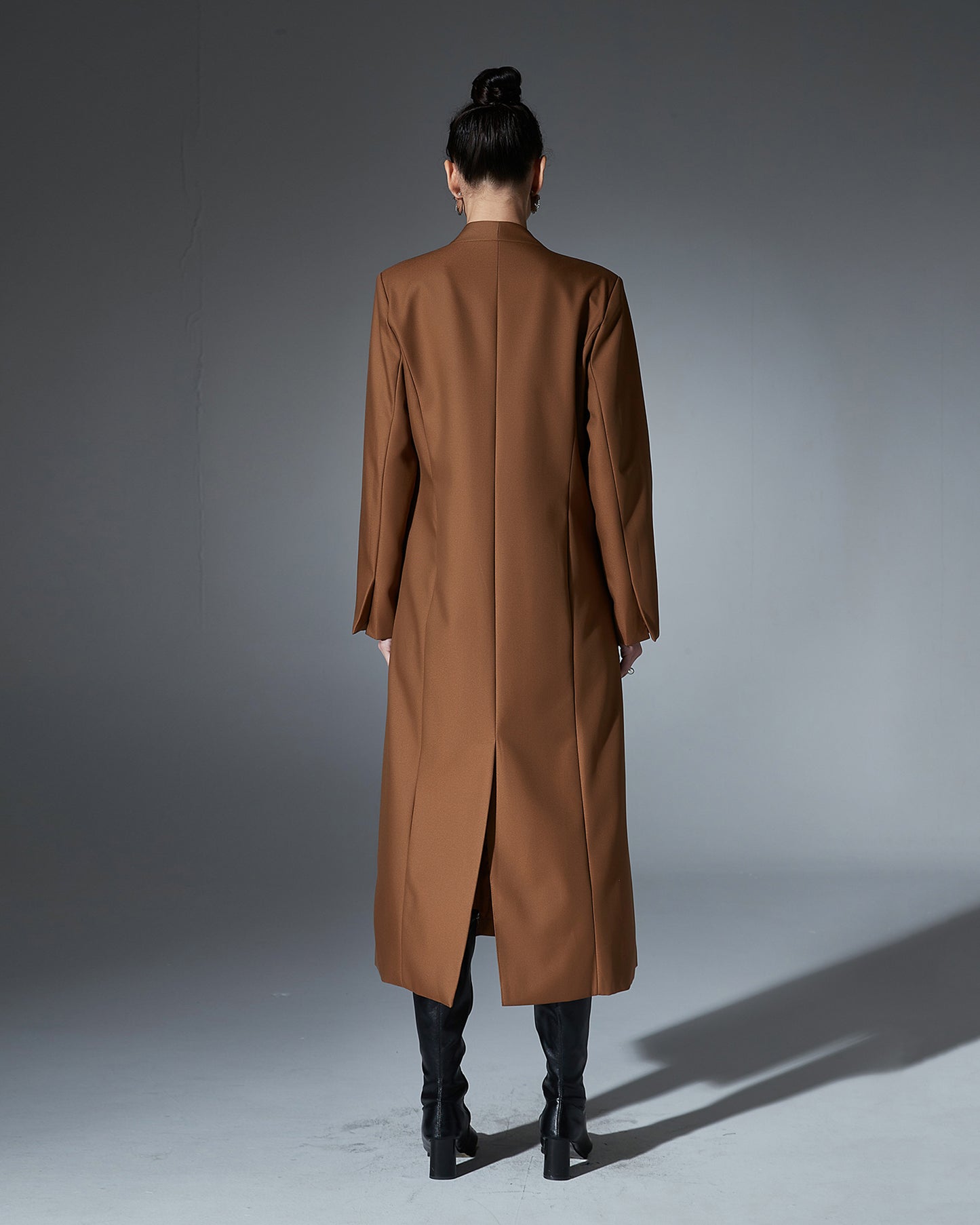 Coffee Brown Wrap Longline Blazer Jacket