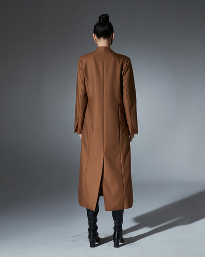 Coffee Brown Wrap Longline Blazer Jacket