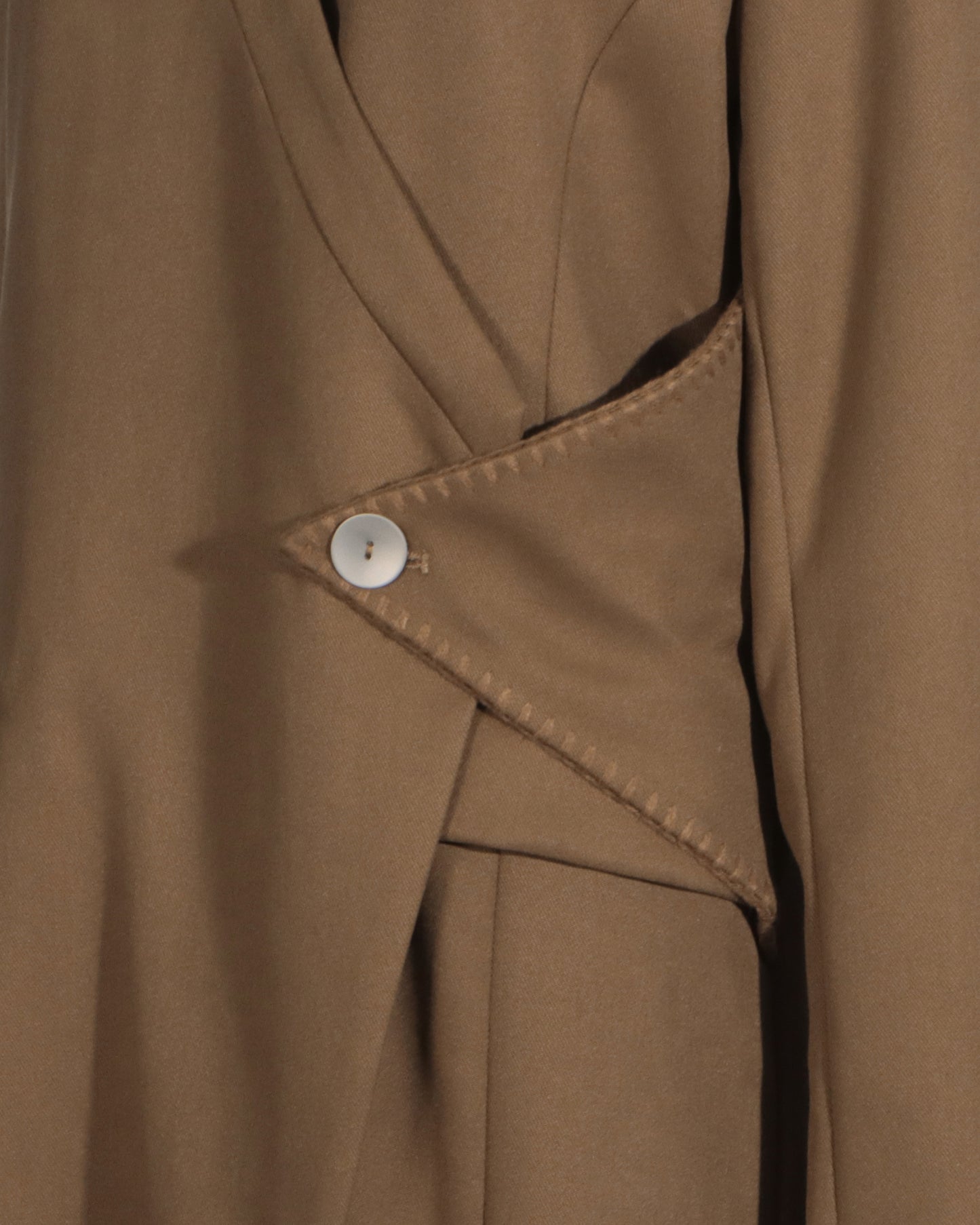 Coffee Brown Wrap Longline Blazer Jacket