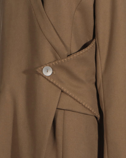 Coffee Brown Wrap Longline Blazer Jacket