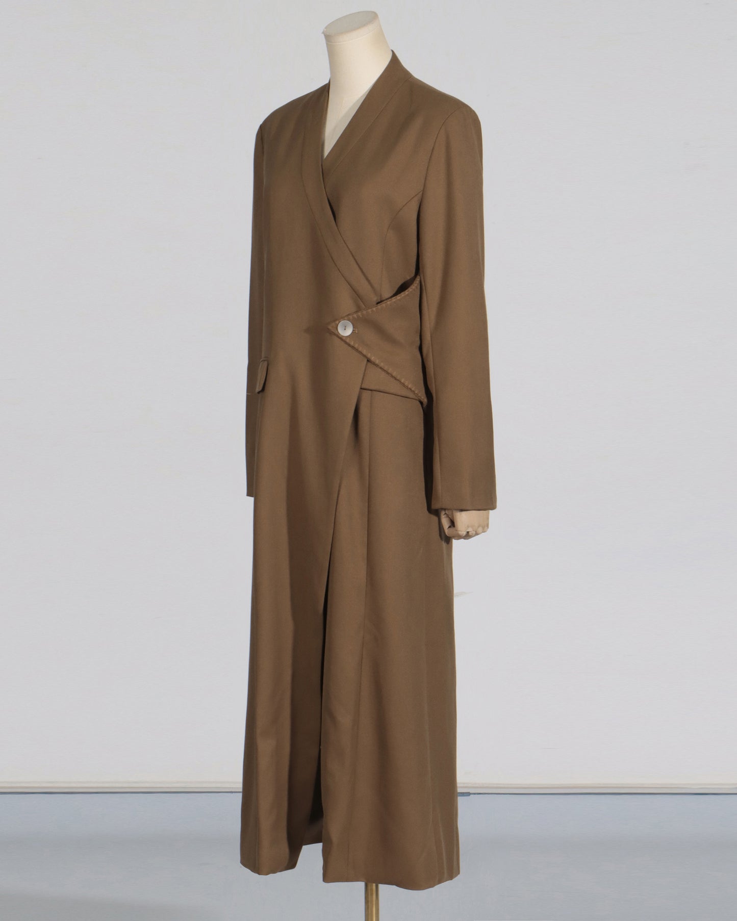Coffee Brown Wrap Longline Blazer Jacket