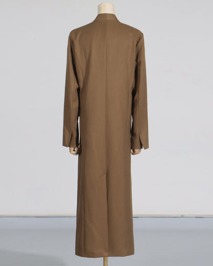 Coffee Brown Wrap Longline Blazer Jacket