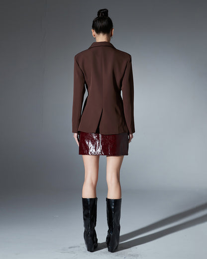 Coffee Cutout Wrap Blazer