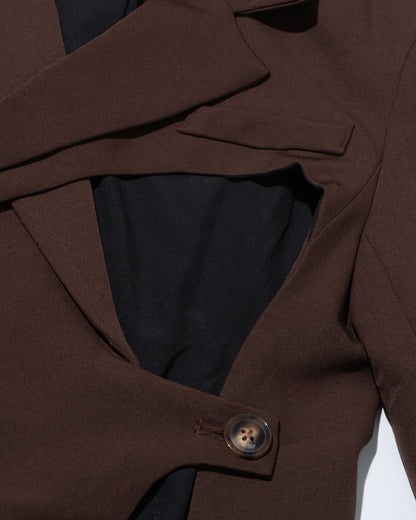 Coffee Cutout Wrap Blazer