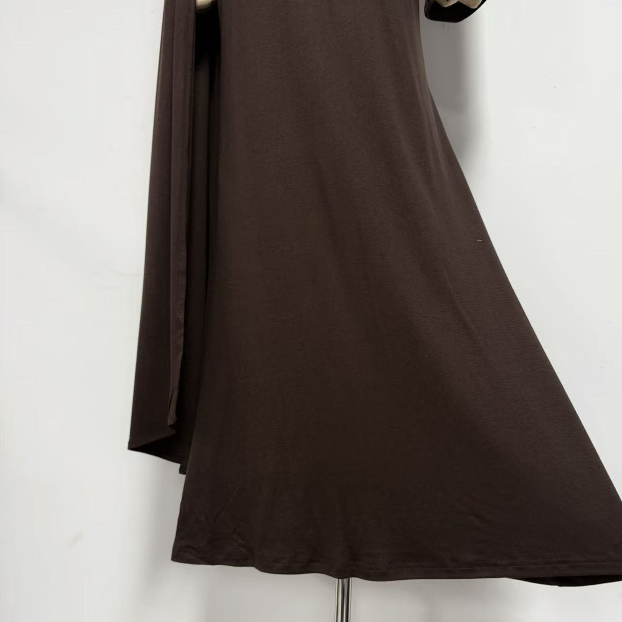 Coffee Draped Fold Cape Sleeve Maxi Dress