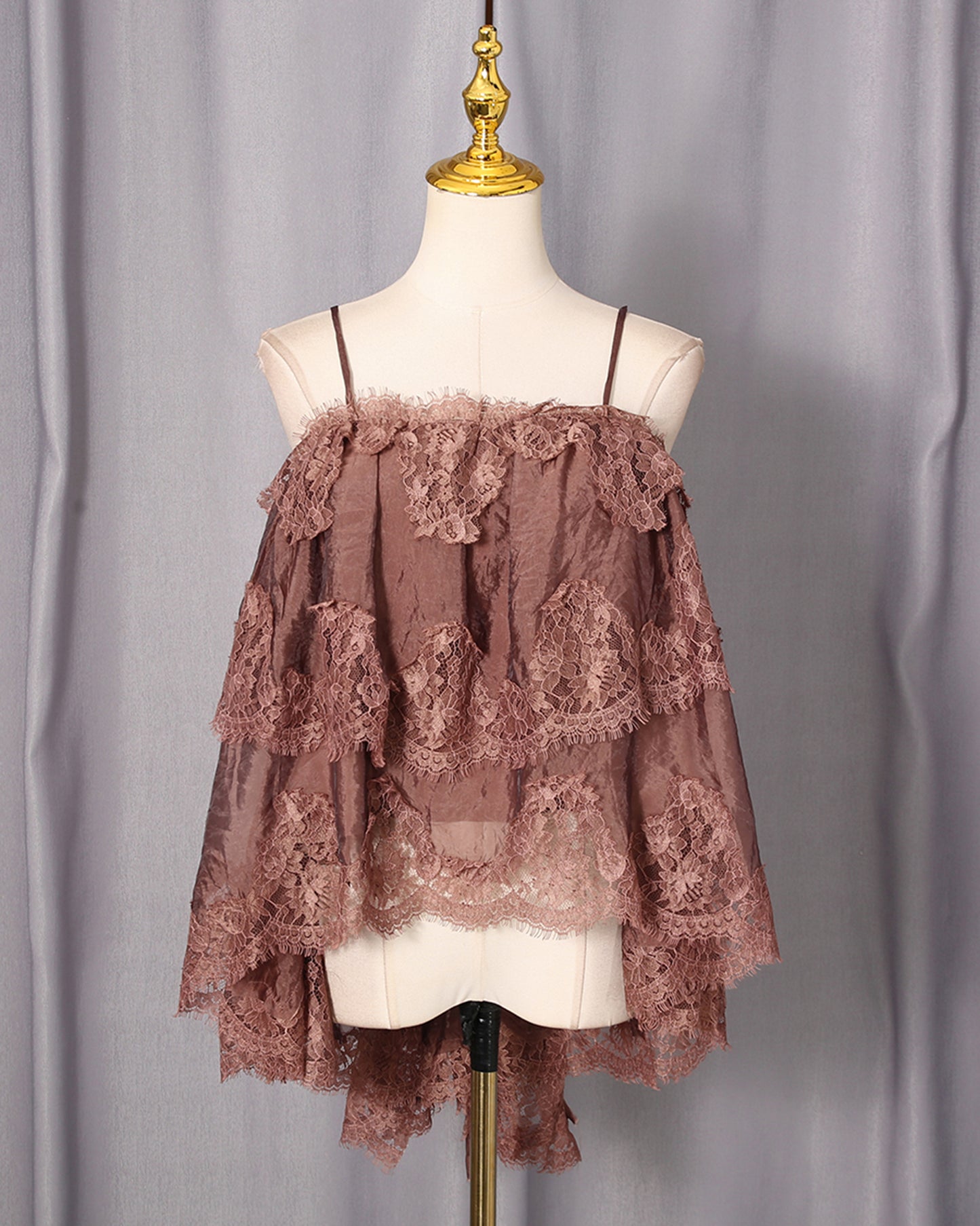 Coffee Lace Tiered Camisole