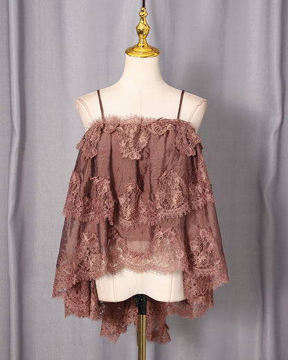 Coffee Lace Tiered Camisole