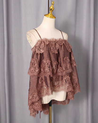 Coffee Lace Tiered Camisole