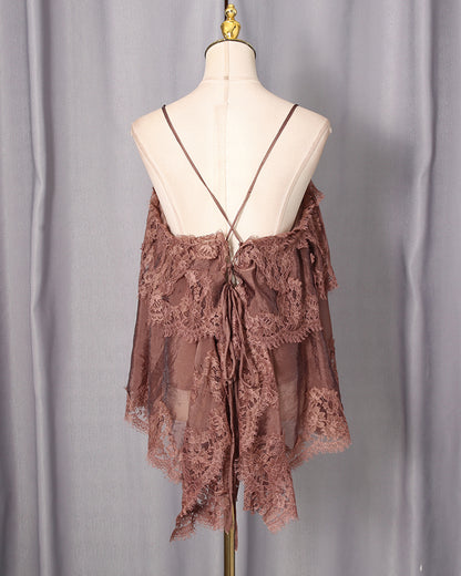 Coffee Lace Tiered Camisole