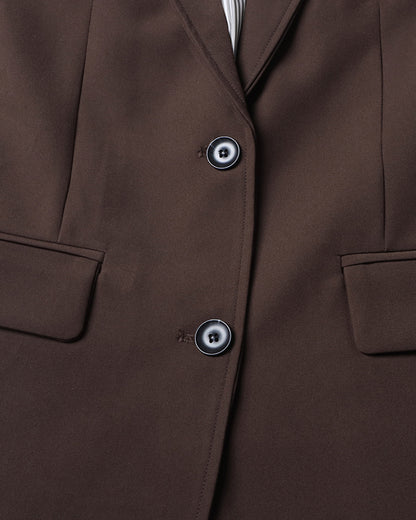 Coffee Single-Breasted Blazer Asymmetric Pocket