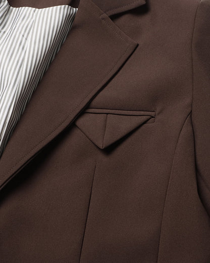 Coffee Single-Breasted Blazer Asymmetric Pocket
